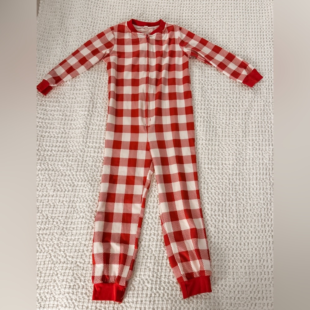 Red and White Plaid Onesie Christmas Pajamas